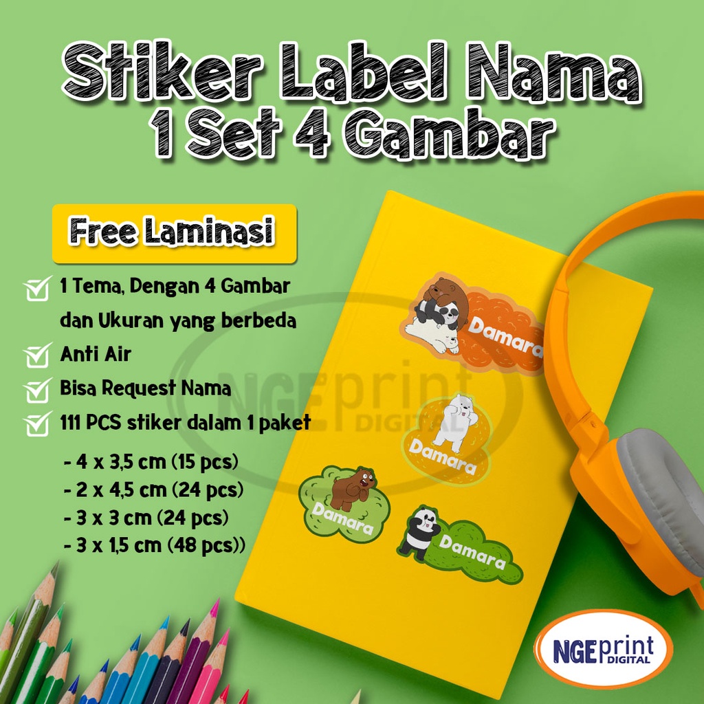 

Stiker Nama Waterproof / Stiker Nama Custom / Stiker Nama Buku / Stiker Nama Anak /Label Nama Waterproof Variasi Tema dan Bentuk