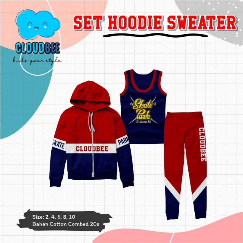 Set hoodie sweater cloudbee 3in1
