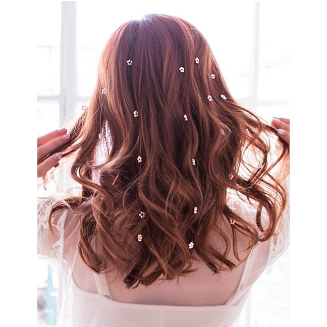 LRC Aksesoris Rambut Fashion Love Streamlined Flower Invisible Hair Clip F75288