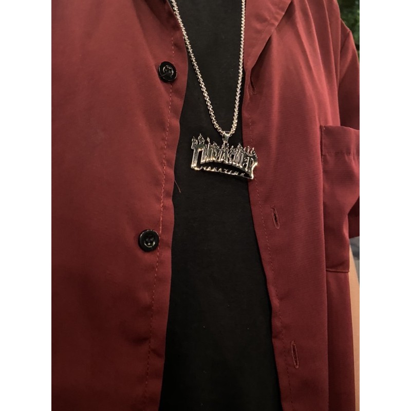 BISA COD Kalung Liontin Desain Trasher Bahan Titanium Steel Gaya Amerika Hip hop Anti Karat