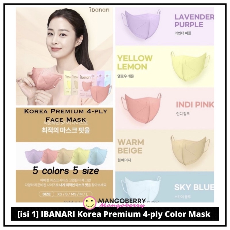 [1 pcs] IBANARI Korea Premium 4-ply Color Mask (masker Korea)