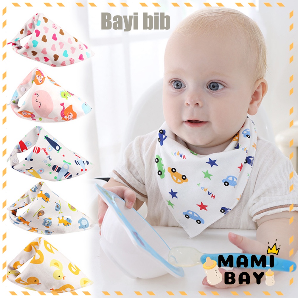 Mamibayi Bib bayi bahan katun bentuk segitiga celemek bayi  katun motif