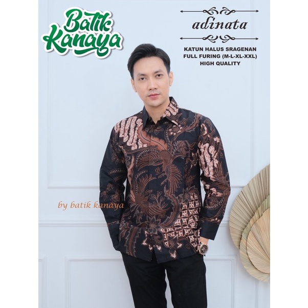 ADINATA Kemeja Batik Pria full furing bahan katun halus sragenan