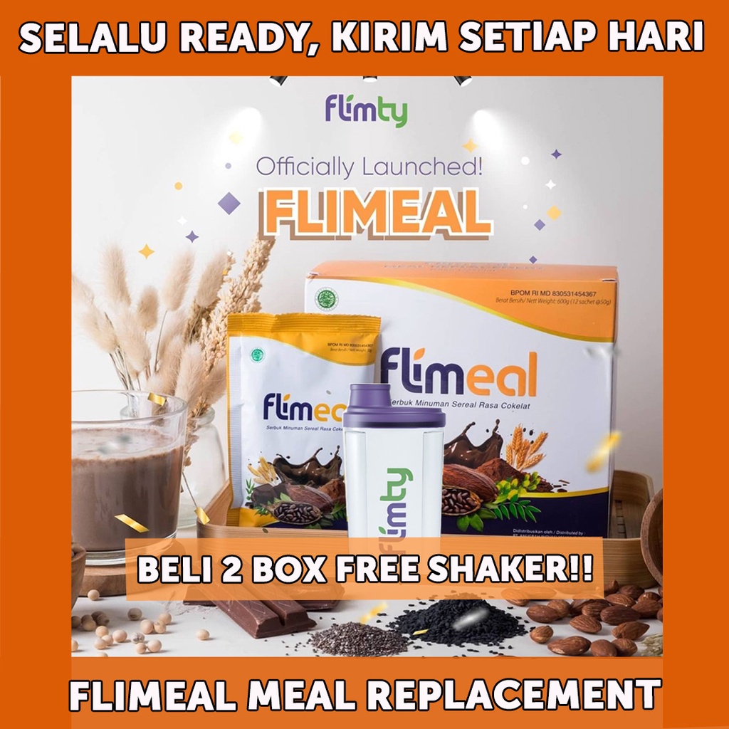 Flimeal Flimty 2 Box Original Free Shaker Sereal Pengganti Makan 24 Sachet BPOM Gratis Ongkir COD