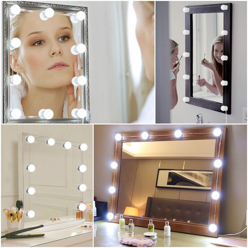 Light Bohlam Lampu Cermin Rias Makeup Vanity Mirror Kaca Rias 10 Bulbs