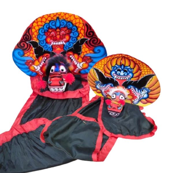 Barongan kayu ukuran mainan anak jamang berbahan talang motif bagus sudah termasuk kain tinggal pent