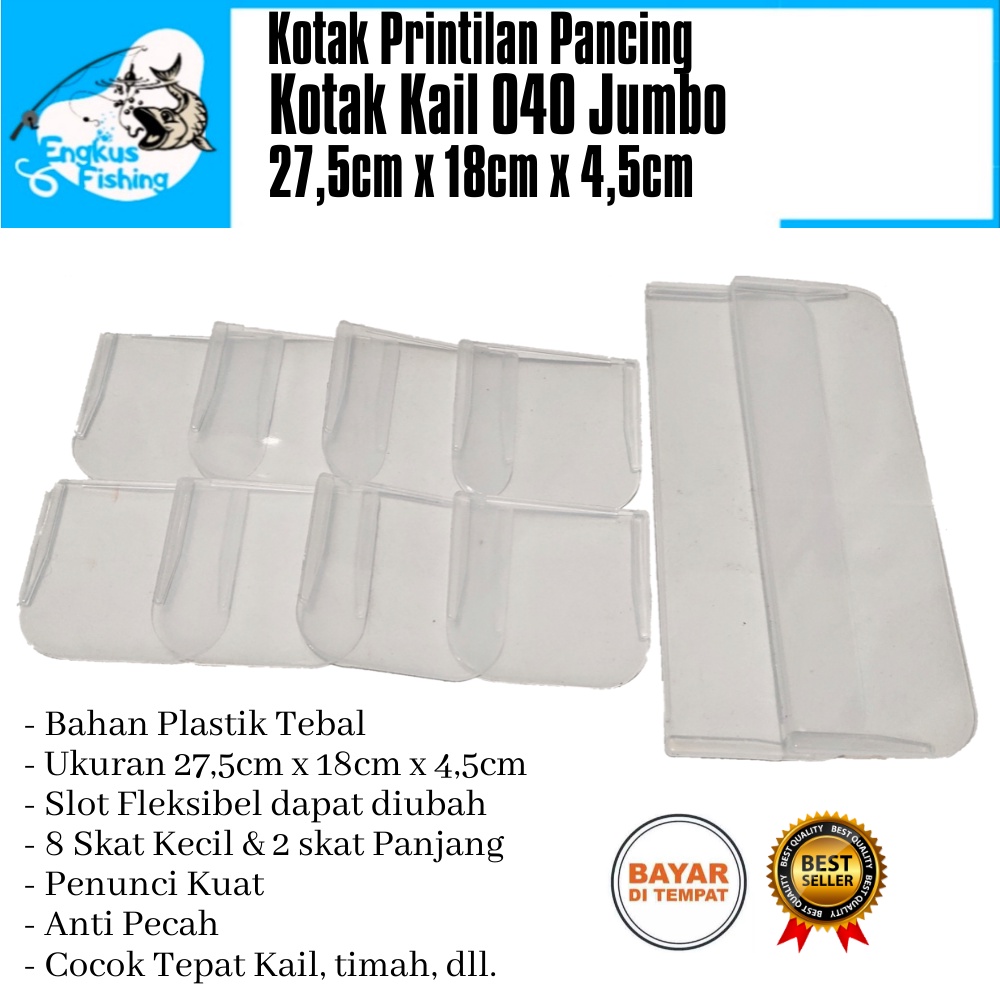 Kotak Kail Pancing 040 Jumbo Skat Slot Fleksibel diubah (27,5cmx18cm) Murah - Engkus Fishing