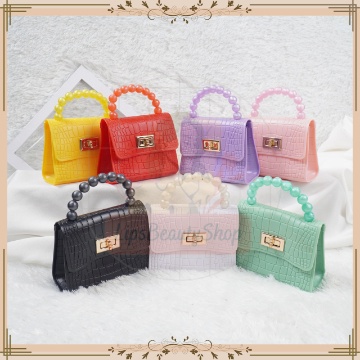 Tas Jelly Glossy Mini Croco Pearl Warna | Tas Jelly Mutiara Warna | Tas Mini Rubber Jelly