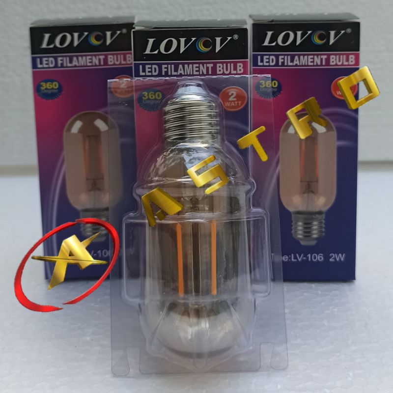 LED Filament Bulb Lovov 2w Lampu Hias Filamen Lonjong LV106