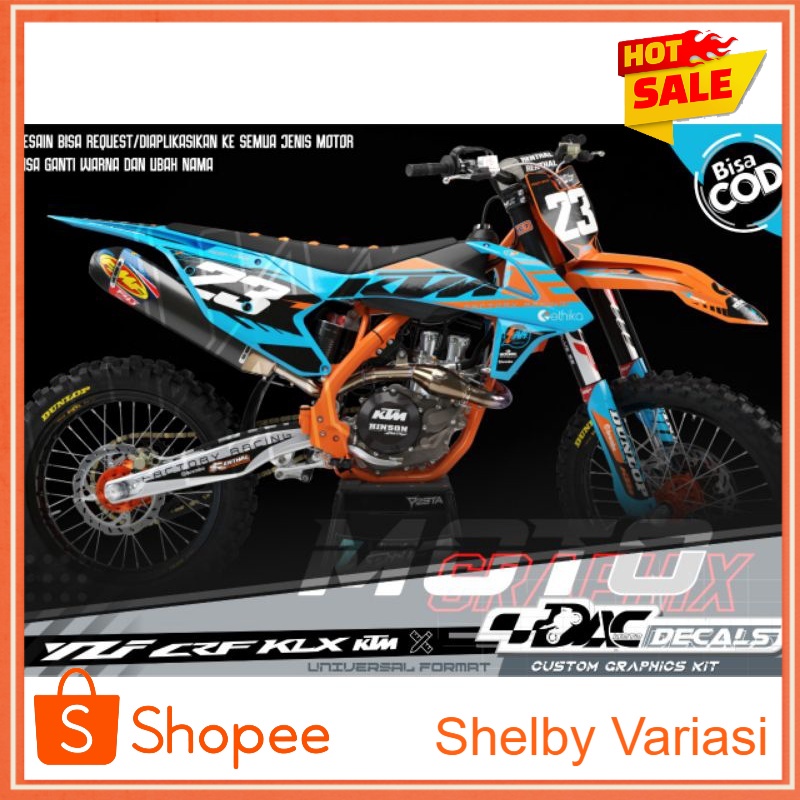 sticker decal cross universal ktm, klx, crf, czf tosca orange grafis