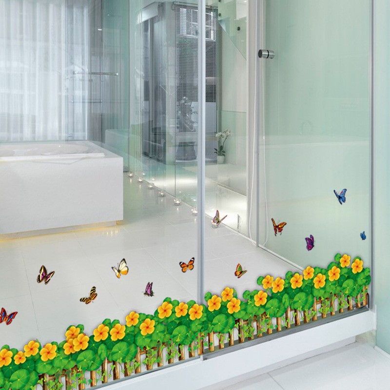 RELIZA WALL STICKER RUMPUT PAGAR HIJAU BUNGA CLOVER GREEN GARDEN FLOWER STIKER DINDING SK7033