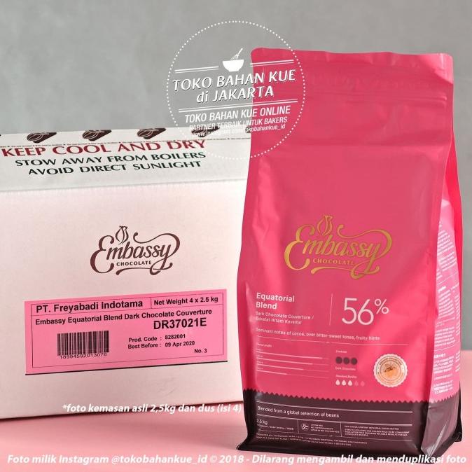 

Embassy Chocolate - Equatorial Blend 56% 1kg Dark Couverture Tulip CUCI GUDANG Kode 1193