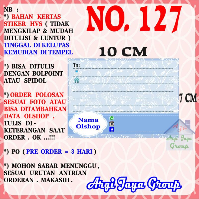

Stiker HVS - Stiker Pengiriman - Sticker Alamat Olshop Murah Nomer 127-10x7cm