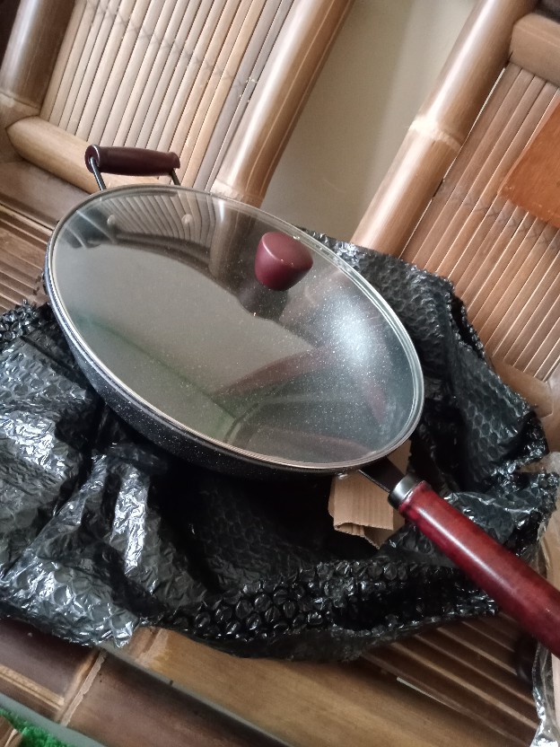 Greenland Panci Keramik Anti Lengket Wajan Cekung Penggorengan Deep Wok 32cm Free Tutup Hpm101