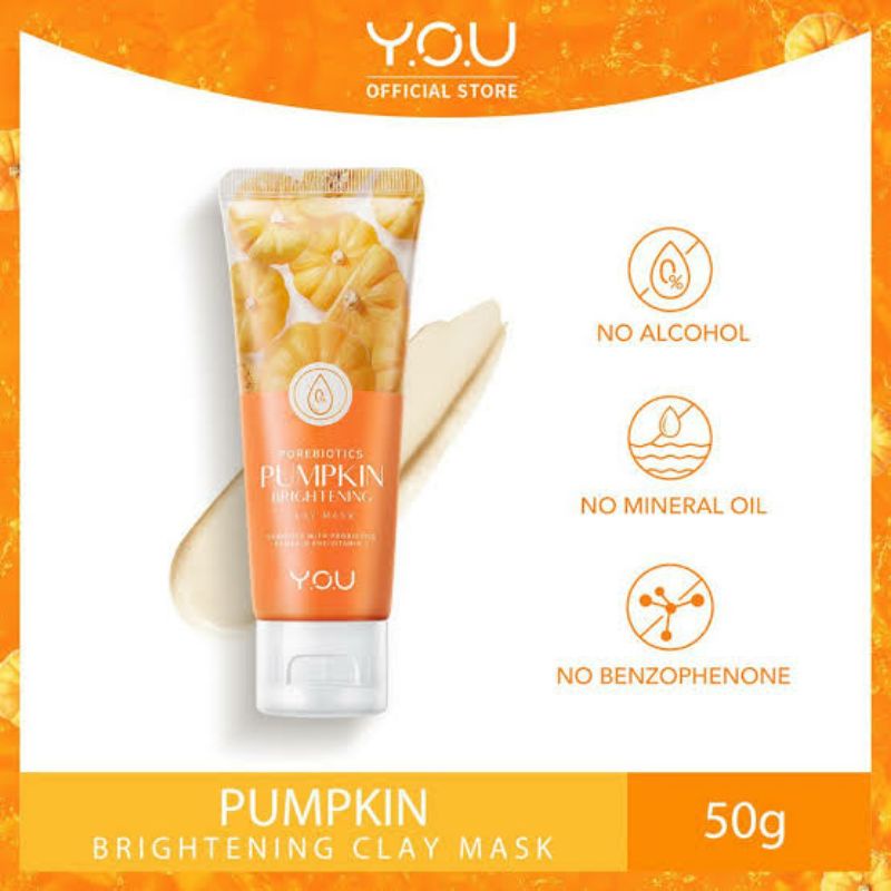Masker Wajah YOU Pore Biotics Pumpkin Brightening Clay Mask (50gr)