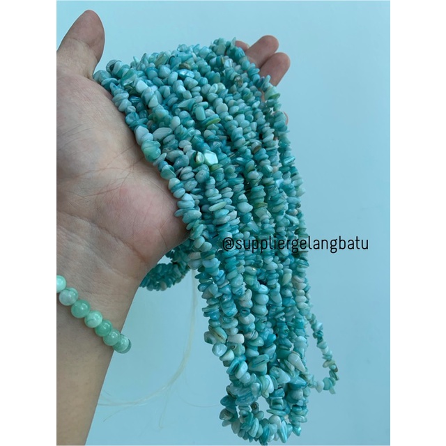 kerikil kerang biru muda 1cm bahan akik batu campuran aksesoris warna