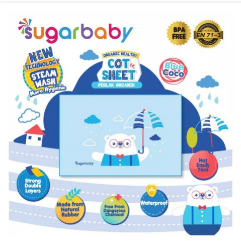 Sugar Baby Perlak Bayi Alas Ompol Organic Healthy Cot Sheet Premum Air Filled Rubber