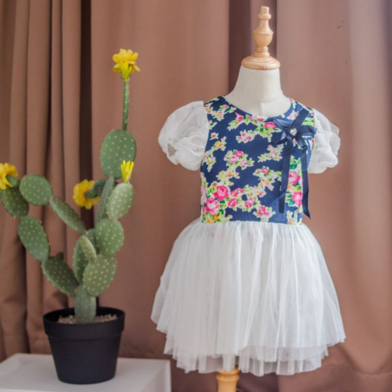 baju anak LS dress pinky rose party import