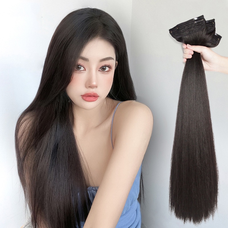 Wig / Rambut Palsu Sambung Model Panjang Lurus Untuk Wanita