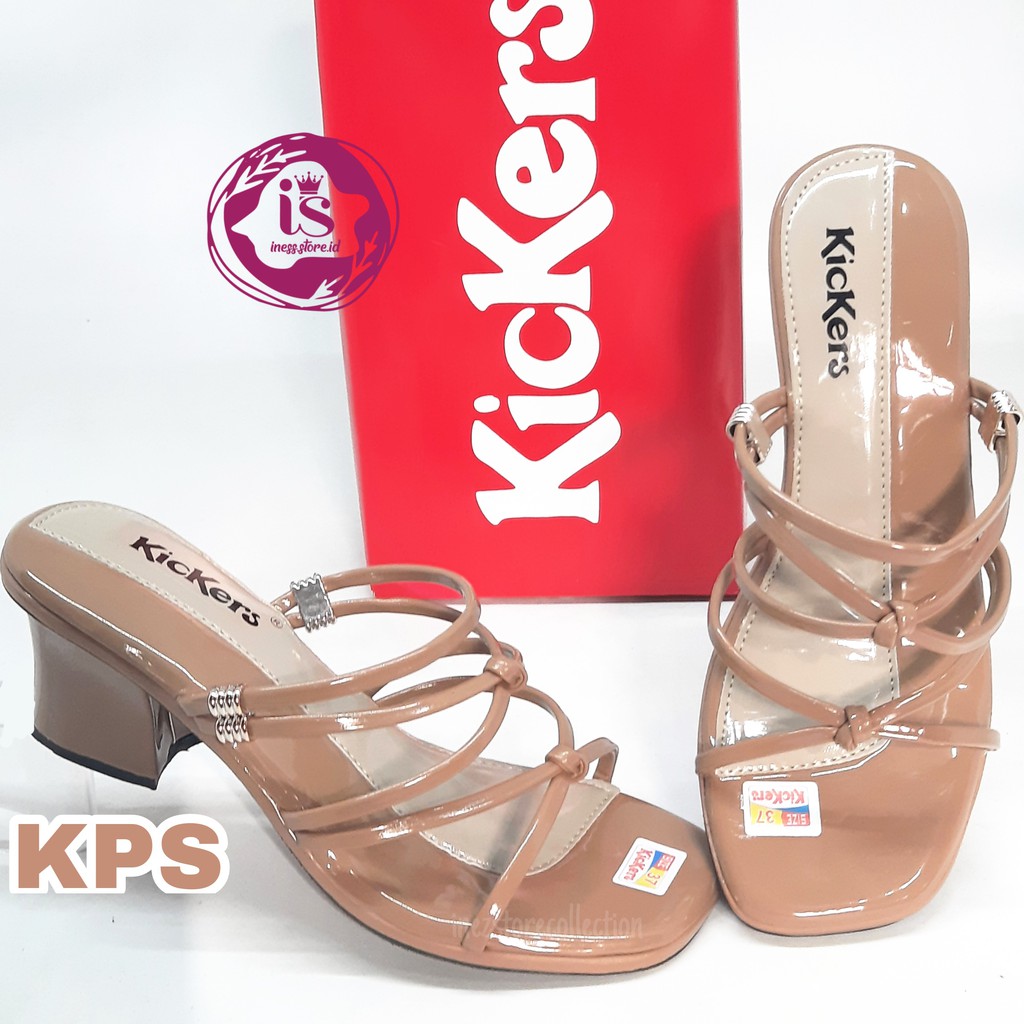 SANDAL HEELS WANITA KICKERS TALI SILANG TERBARU R02 MURAH GROSIR