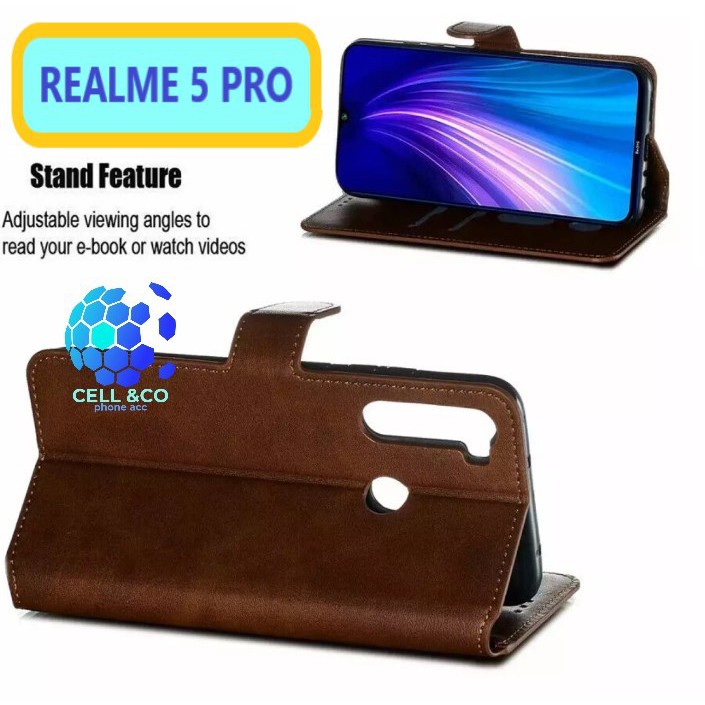 Flip cover REALME 5 PRO Flip case buka tutup kesing hp casing hp flip case leather wallet