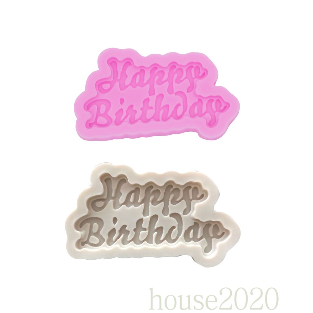 (House2020) Cetakan Kue / Jelly / Cokelat Bentuk Huruf Happy Birthday 3d Bahan Silikon