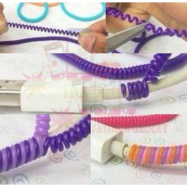 PELILIT KABEL SPIRAL / Pelindung Cable Hp Charger Universal / Cord Protector Color 1/ 2 WARNA