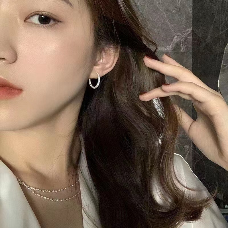 Anting Tusuk Sterling Silver 925 Model Bulat Gaya Korea Untuk Wanita