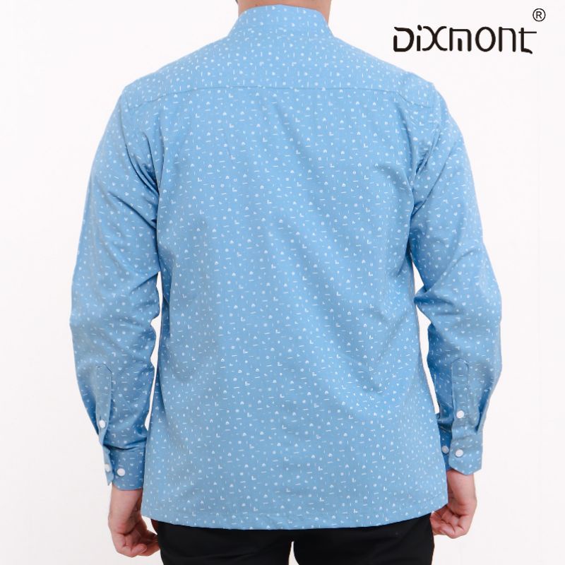 Dixmont Kemeja Pria Basic Formal Motif Lengan Panjang Hem ML00321