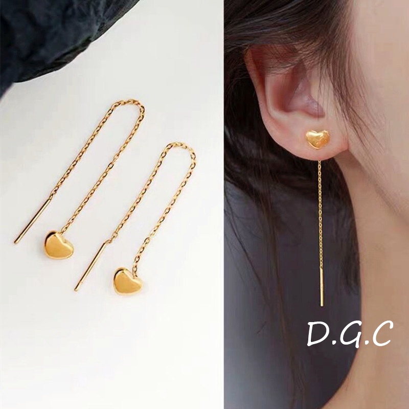 ✨COD ✨Anting Rumbai Bentuk Hati Warna Emas Gaya Korea Untuk Aksesoris R38 R39