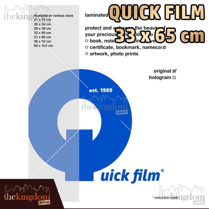 

Quick Film Sampul Plastik Laminating Ukuran 33 x 65 cm / 33x65cm