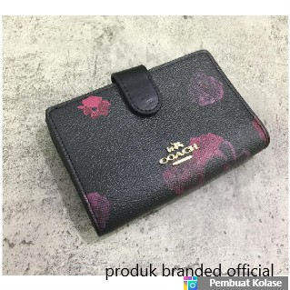 Dompet Wanita COACH Medium Corner Zip Wallet With Halftone Floral Print  -104