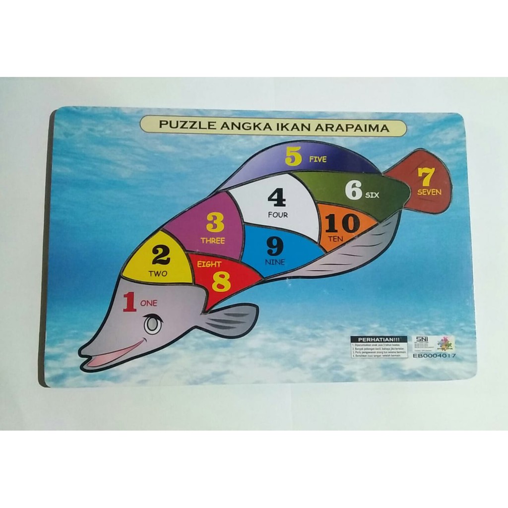 Mainan Puzzle Angka Karakter Ikan Arapaima