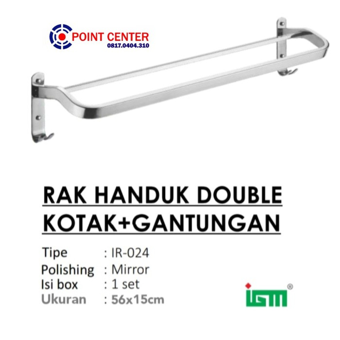 TERLARIS IGM IR-024 RAK HANDUK DINDING GANTUNGAN HANDUK KAMAR MANDI