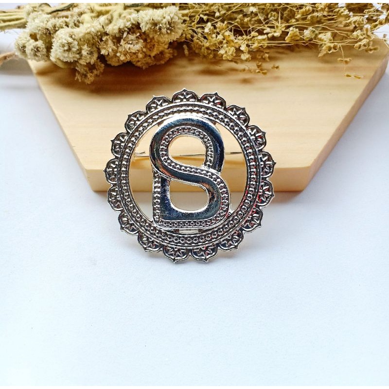 Brooch Buttonscarves KW//Bros Buttonscarves Polos/Mata/Mutiara-C-SILVER