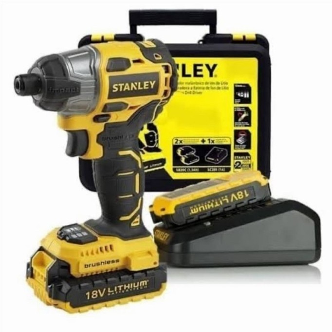 Stanley Impact Driver Cordless Brushless SBI201D2K Mesin Bor Impact