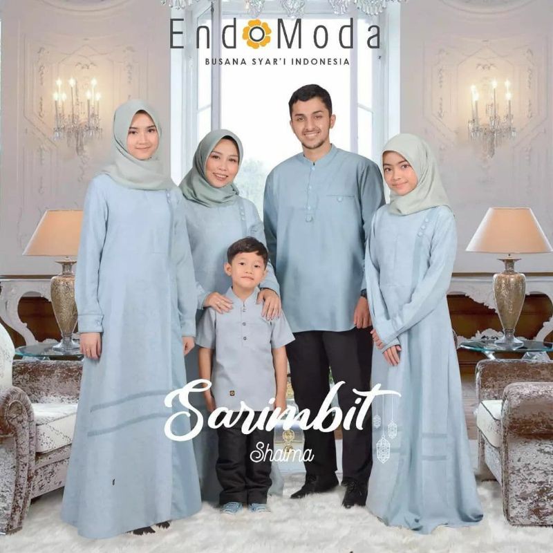 Sarimbit Premium Shaima Blue by Endomoda|Gamis Polos|Gamis Kekinian|Gamis Busui Cantik|Dress Syari A