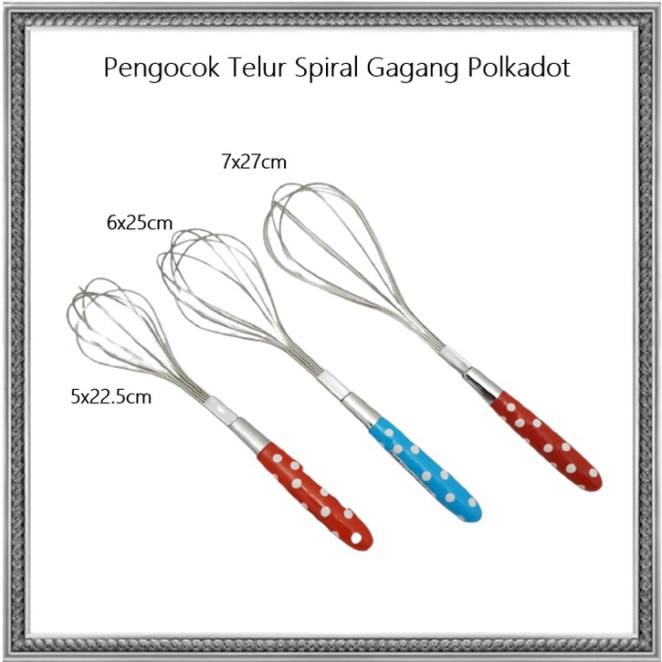 Pengocok Telur Polkadot Gagang Oval KECIL/MEDIUM/BESAR