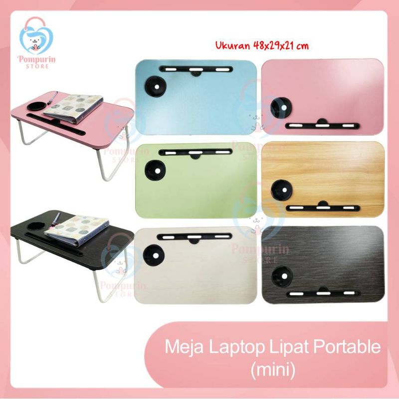 MEJA LAPTOP / MEJA BELAJAR LIPAT Meja Laptop Polos Lipat Portable (Tab + Gelas)