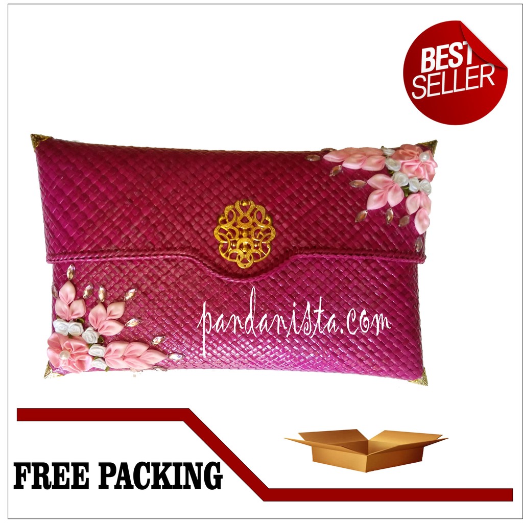 tas etnik anyaman pandan II clutch pandan