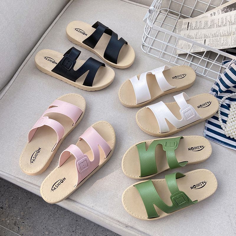 Sandal Slop Wanita Fashion Tide Strip Tiga Import High Quality S2