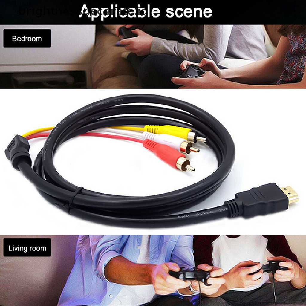 (birth) Kabel Adapter HDMI 1080p Male Ke 3 RCA AV Audio Dengan SCART Ke 3 RCA Phono