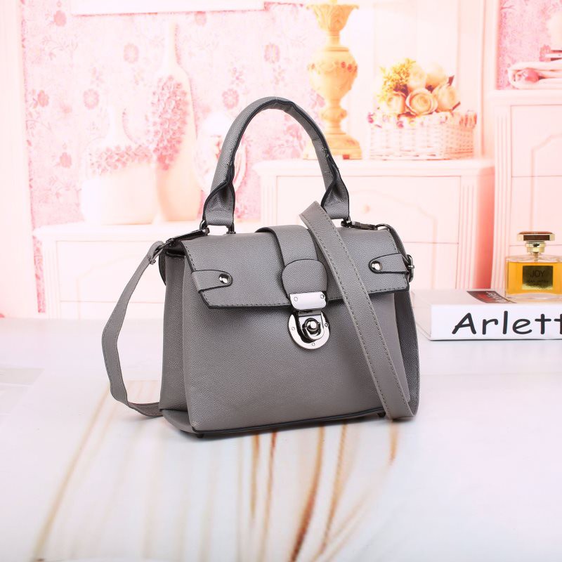 TAS HITAM WANITA KULIT PU JALAN MAL TALI PANJANG SIMPLE SLING BAG ABU