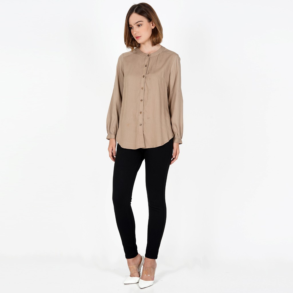 LeRosetz - Round Neck Rayon Brown Texture Shirt-4