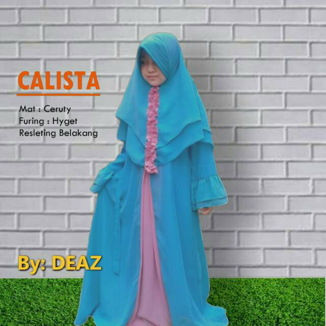 Fashion muslim anak  Gamis  set  kerudung  Anak  bahan ceruty 