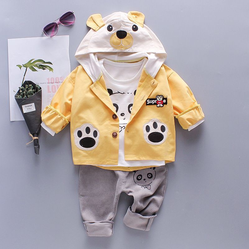 Setelan jaket hoodie anak bayi Barebear VS14 Baju anak laki laki 3in1