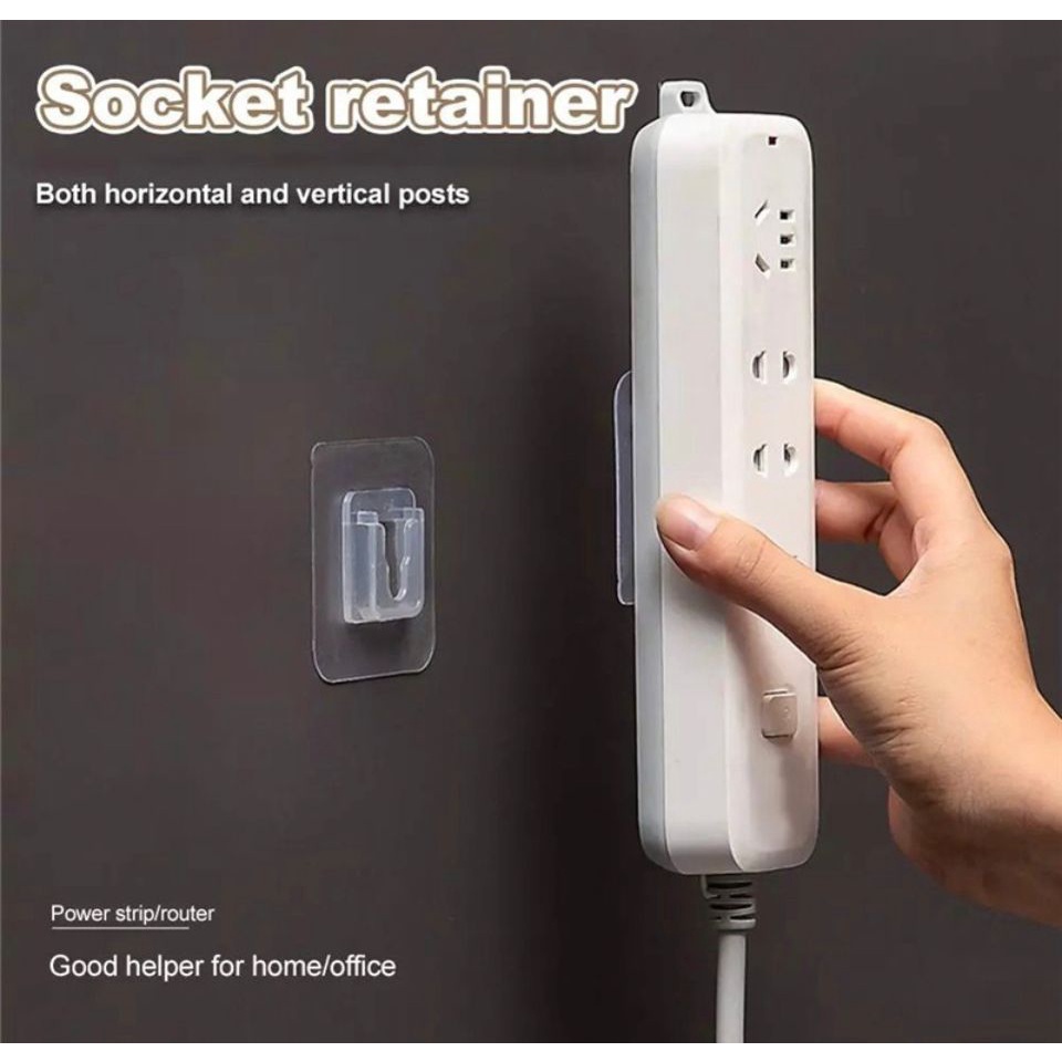 JM GANTUNGAN TEMPEL SOCKET HOOK TRANSPARAN 1 PASANG / GANTUNGAN PLUS MINUS DOUBLE TAPE SERBAGUNA / Gantungan Tempel Magic Hook Cadangan Stiker Lem Dinding Transparan Laci Pigura Jam Kamar Serbaguna