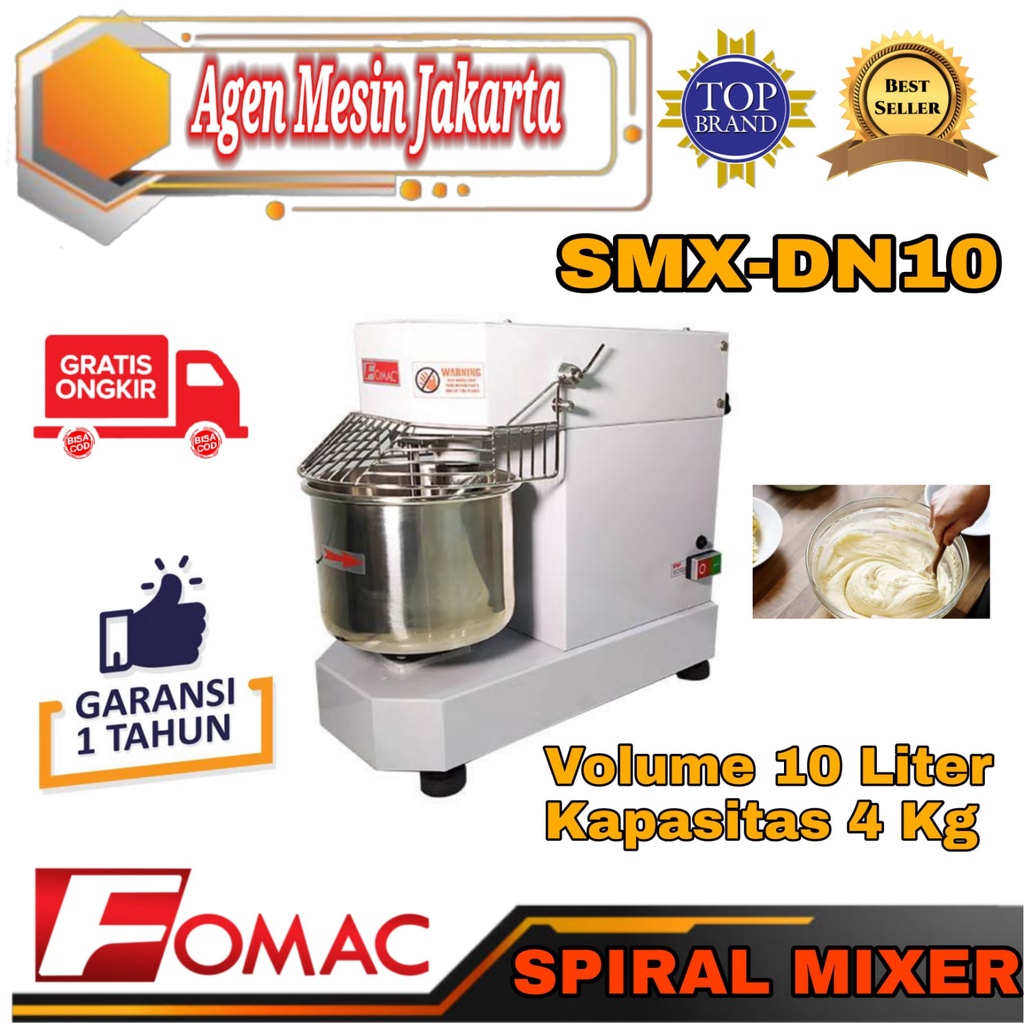 Mesin Pengaduk Adonan 10 Liter Spiral SMX-DN10 FOMAC