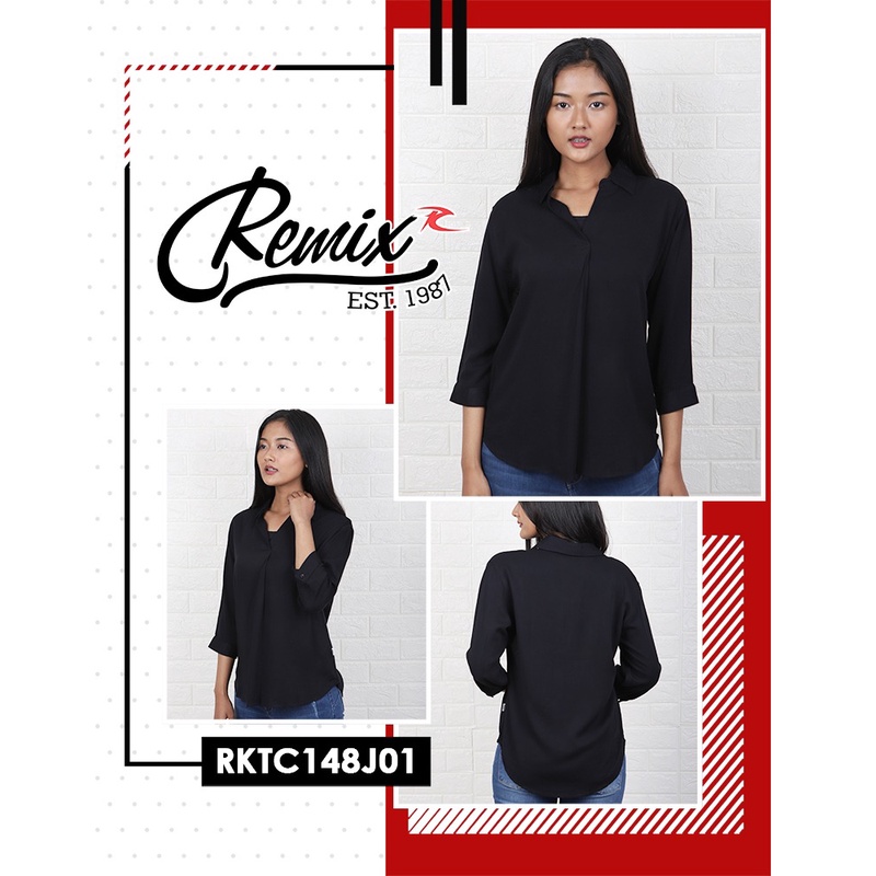 gof REMIX By (CARDINAL) KEMEJA POLOS Wanita Lengan Panjang Atasan Pakaian Hem Formal Distro Original