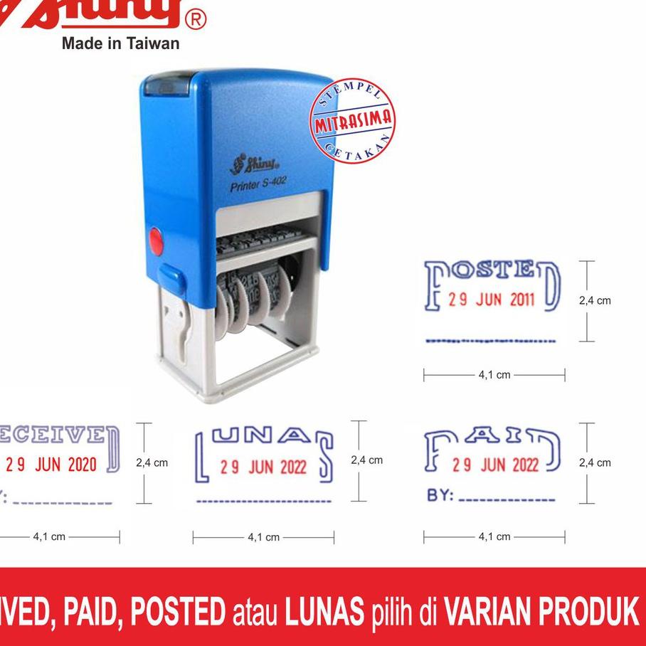 

New! Stempel Received dengan tanggal shiny S-402 Self-Inking ,.
